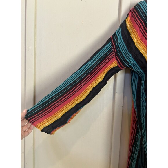 Rock Roll Cowgirl Womens Cardigan Medium Oversized Rainbow Festival Rodeo - Picture 2 of 10